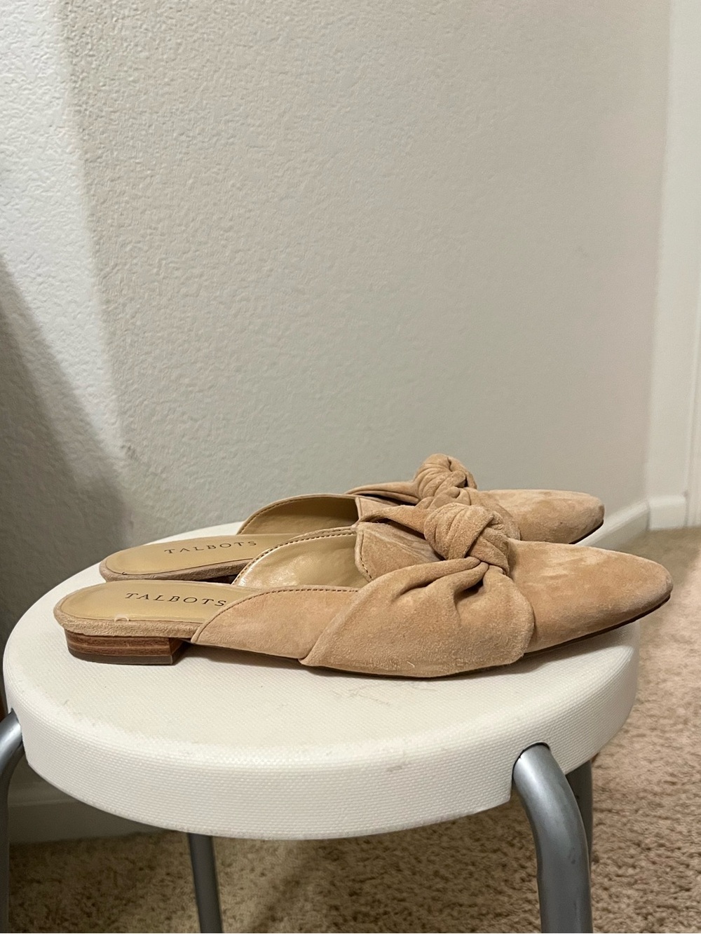 Talbots Tan Suede Knot-Front Slip-On Loafers
